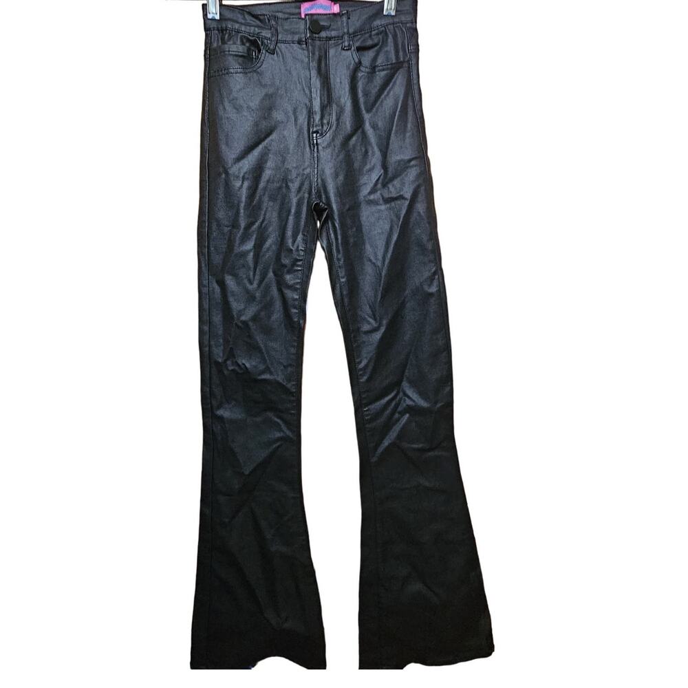 Vegan Faux Leather Flare Jeans Size XS
